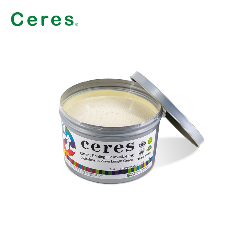 800nm Ceres UV جوهر نامرئی بی رنگ تا سبز طبیعی خشک