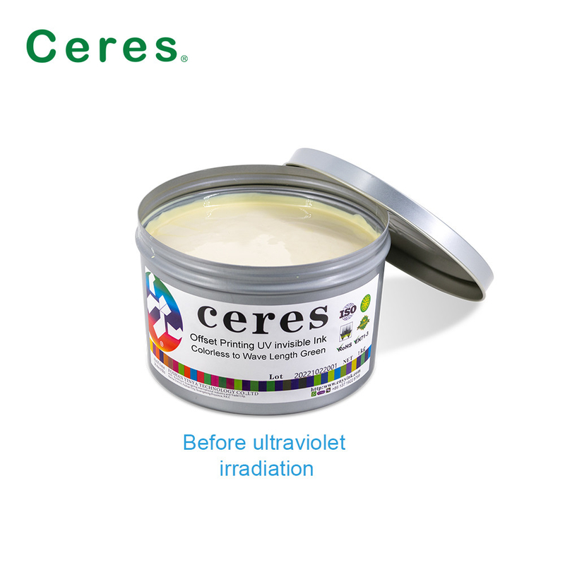 800nm Ceres UV جوهر نامرئی بی رنگ تا سبز طبیعی خشک