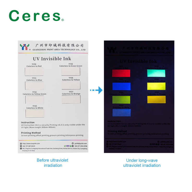 رنگ بی رنگ چمن سبز نامرئی رنگ UV Offset Printing Normal Dry Solvent Based Ink
