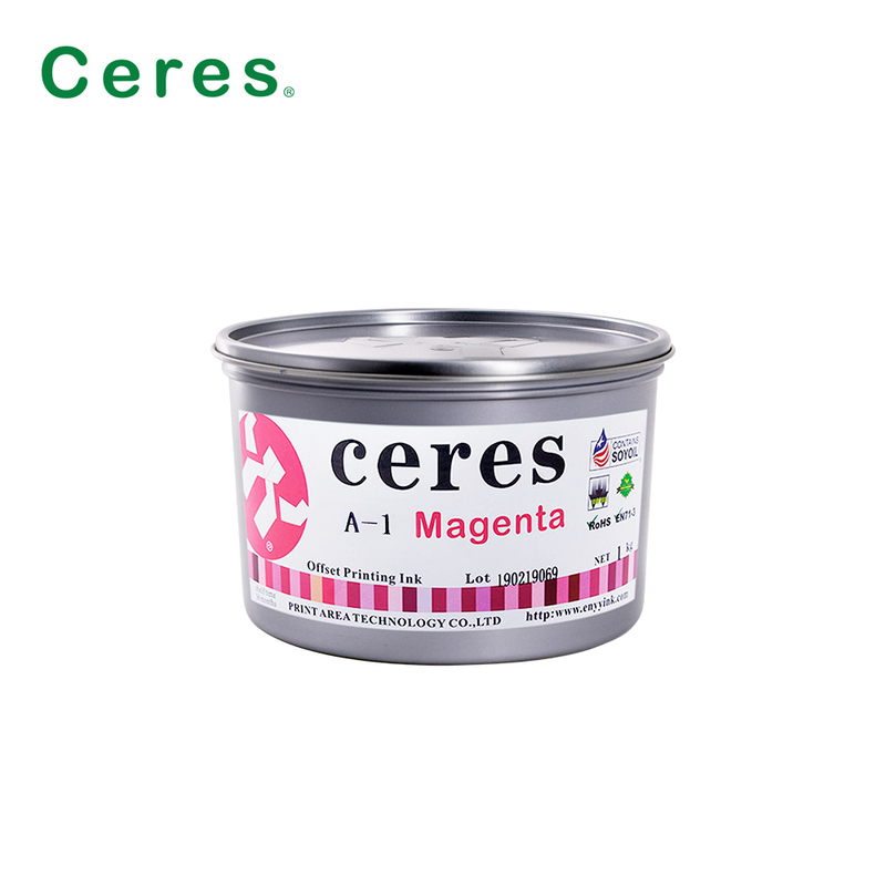 جوهر چاپ افست غیر سمی Ceres A-1 با براقیت بالا و ماندگاری 2 ساله، مبتنی بر سویا، برای رنگ های CMYK