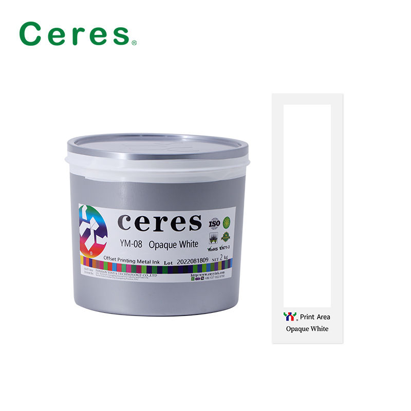 جوهر طباعة أوفست أبيض معتم بالأشعة فوق البنفسجية YM-08 للمعادن مع مقاومة للطهي